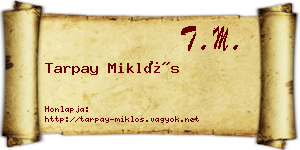 Tarpay Miklós névjegykártya